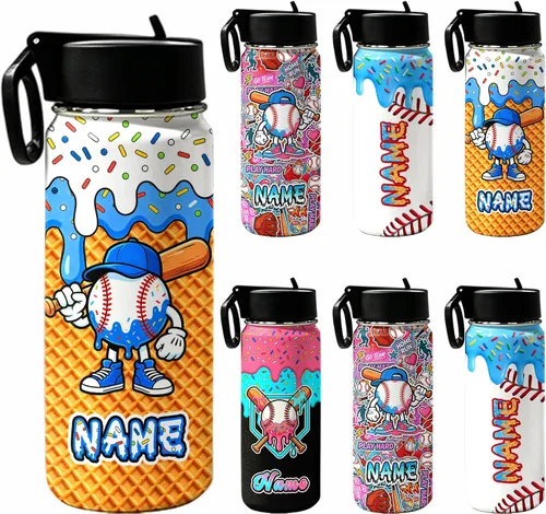 Vista 19 de Botella de agua personalizada, botella de agua deportiva personalizada con nombre, botella de acero inoxidable aislada al vacío con tapa con Color 1