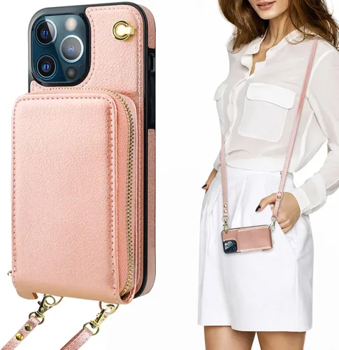 Vista 9 de KIHUWEY Funda tipo cartera tipo bandolera para iPhone 13 Pro Max