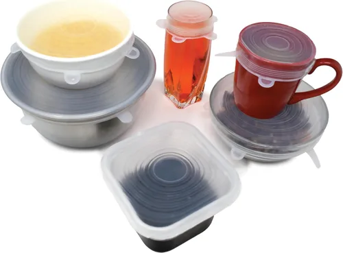 Vista 4 de Norpro Juego de 6 tapas de silicona reutilizables aptas para alimentos, se adapta a aberturas de 2.5 a 11 pulgadas