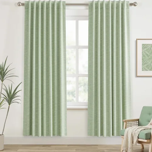 Vista 77 de Cortinas opacas de 54 pulgadas de largo para dormitorio, sala de estar, cortinas beige con aislamiento térmico, oscurecimiento de la habitación