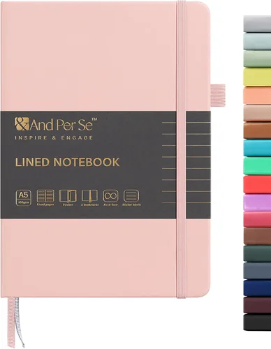 Vista 102 de ⩓ Per Se Cuaderno de Diario con Líneas (3 Paquetes), 160 Páginas Papel Grueso 100GSM, A5 Tapa Dura Cuadernos con Rayas Universitarias para Escribir