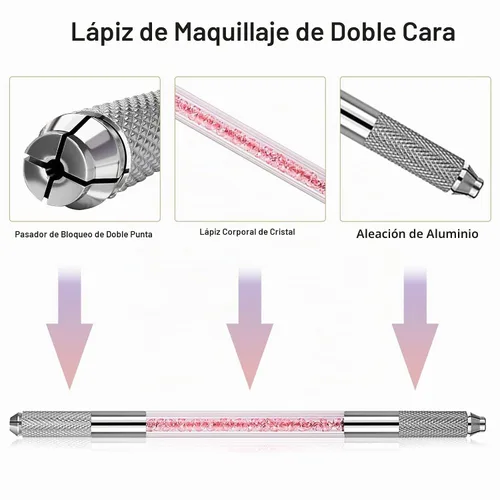 Vista 3 de Microblading Pen - Bolígrafos manuales para cejas, suministros de microcuchilla, herramienta de mano de microblading de doble cara para suministros