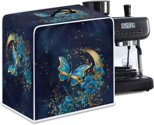 Vista 74 de DISNIMO Cubierta antipolvo para cafetera de mariposa azul, fundas para máquina de hacer café de cocina con mango superior, cubierta