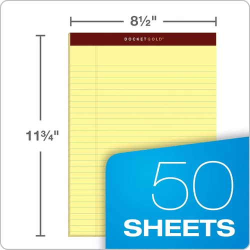 Vista 3 de Tops Docket - Bloc de escritura dorado, 8-12 x 11-34 pulgadas, regla legal, papel canario, perforado, 50 hojas, paquete de 6 (63956)
