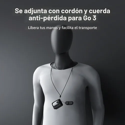Vista 4 de Funda protectora de silicona, protector de pantalla y lente para Insta360 GO 3 (negro)