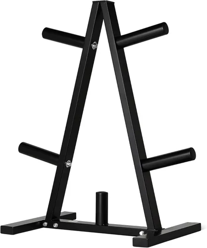 Vista 6 de Amazon Basics Estante para árbol de placas de peso, acero duradero, diseño vertical que ahorra espacio para gimnasio en casa