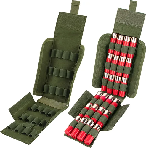 Vista 3 de 24 Round Shotgun Shotshell Ammunition Reload Holder Quick Access Molle Pouch with Flag Patch for 12 Gauge/20G