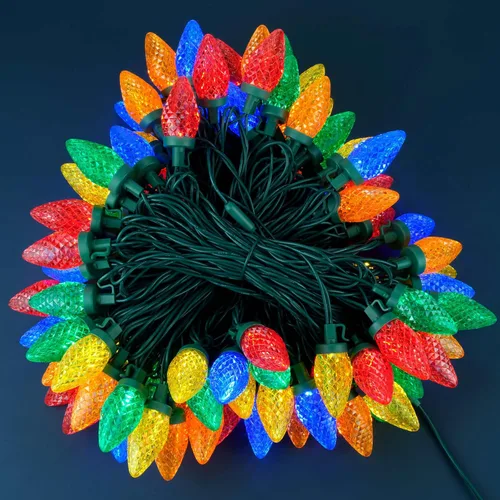 Vista 3 de YULETIME Tira de luces LED multicolor C9 fresa para Navidad, 68 pies 100 unidades con espaciado de 8" impermeable, luz de cadena festiva