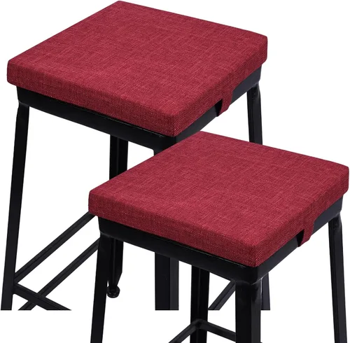 Vista 10 de baibu Juego de 2 cojines cuadrados de espuma viscoelástica de 12 pulgadas, diseño de doble capa con lazos, cojín cuadrado para silla para taburetes