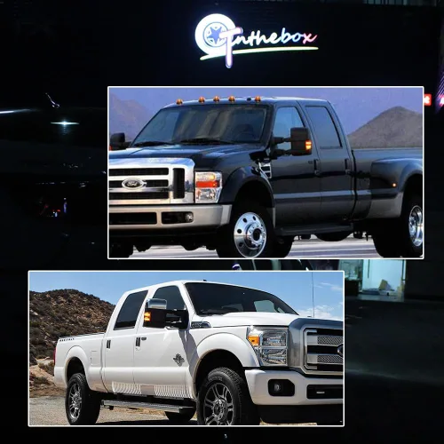 Vista 9 de Luz de marcador LED para espejo de 2008-2016 Ford F250 F350 F450 Super Duty, luz de señal de giro ámbar, lente ámbar