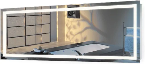 Vista 6 de Krugg Espejo de baño LED cuadrado de 24 x 24 pulgadas Espejo de tocador iluminado incluye atenuador y desempañador Montaje en pared vertical u