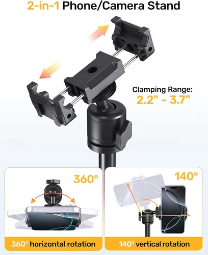 Vista 4 de Soporte de trípode para cámara web de escritorio, giro de 360°, rosca de 1