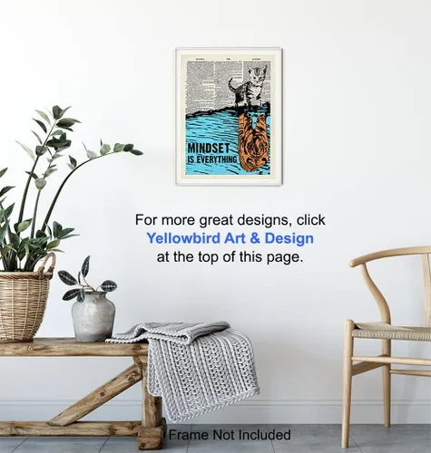 Vista 6 de Mindset is Everything - Arte de pared para empresario, decoración de pared motivacional, decoración de gato, regalos de gato, carteles inspiradores