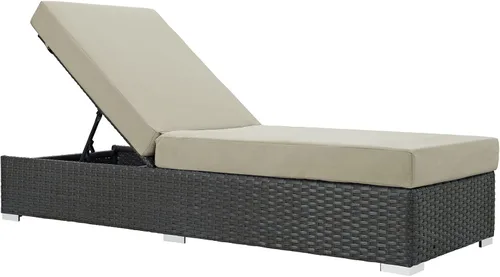 Vista 13 de Modway Sojourn - Tumbona doble de mimbre para patio al aire libre, color beige chocolate