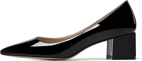 Vista 2 de WAYDERNS Zapatos de tacón bajo y grueso para mujer, con puntera puntiaguda, zapatos de vestir de oficina y corte de 2 pulgadas