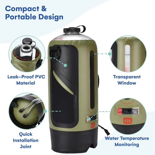 Vista 5 de HappyPo Ducha de camping - Bomba de ducha solar portátil para acampar