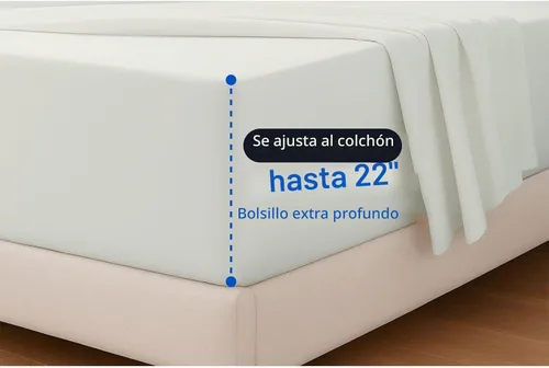 Vista 2 de Sábanas extra profundas, sábanas de algodón, 100% algodón, sábana bajera de bolsillo extra profundo de 22 pulgadas con elástico en todo el contorno