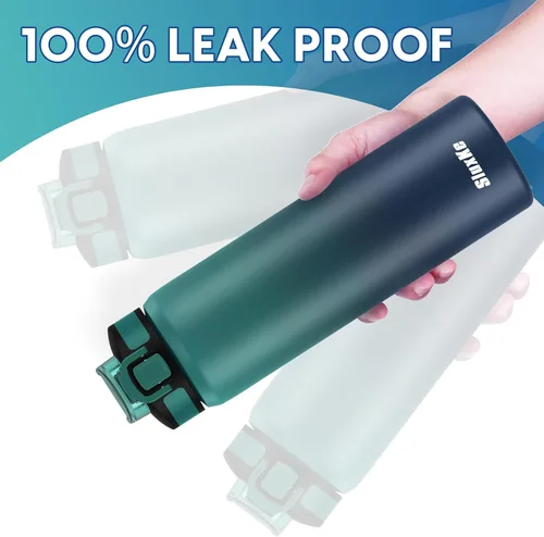 Vista 6 de SLUXKE Botella de agua de 24 onzas aislada con pajilla, botella de agua de acero inoxidable 18/8 de doble pared con correa de transporte, botella