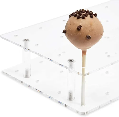 Vista 7 de Stockroom Plus Soporte para tartas, 24 agujeros, acrílico transparente, 9 x 5.9 x 2 pulgadas, estante y bandeja para tartas, exhibición para 24