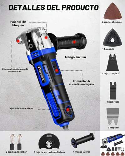 Vista 8 de AVID POWER Herramienta oscilante, multiherramienta oscilante de 3.5 amperios con ángulo de oscilación de 4.5°, 6 velocidades variables y 13 Azul