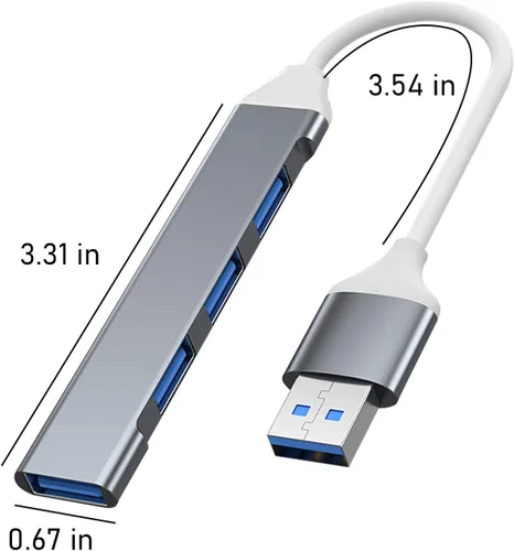Vista 5 de Divisor USB de aluminio, 4 puertos, concentrador de puerto USB 3.0 de alta velocidad, concentrador USB, cable de extensión USB, divisor