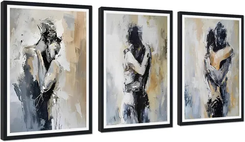 Vista 24 de Novatique 3 piezas de arte de pared sexy en blanco y negro para parejas desnudas, decoración de pared abstracta de amor para mujeres y hombres, arte