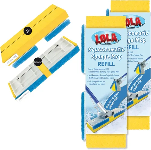 Vista 9 de LOLA Recambio de esponja de celulosa SqueezeMatic Butterfly Mop de 9 pulgadas, cabezal de repuesto, limpieza de pisos, comparable con recambio
