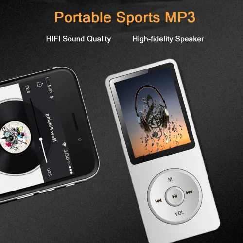 Vista 3 de Reproductor de MP3, reproductor de música con tarjeta micro SD de 16 GB, altavoz integrado/foto/reproducción de video/radio FM/grabadora