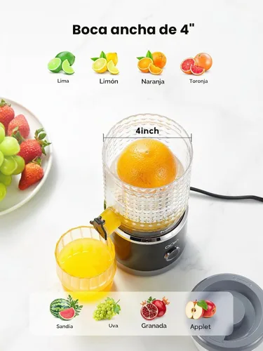 Vista 4 de Exprimidor de cítricos, exprimidor automático de naranja, alto rendimiento de jugo, fácil de usar y limpiar, exprimidor eléctrico de frutas