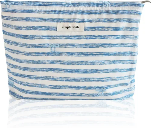 Vista 15 de Wudygirl Bolsa de maquillaje de lona para mujer, organizador estético de maquillaje, bolsa de maquillaje de viaje, bolsa de aseo para bolso, bolsa