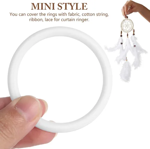 Vista 4 de SUPVOX 30 anillos de plástico blanco atrapasueños de 2.4 pulgadas, suministros de manualidades para hacer nudos de macramé y atrapasueños