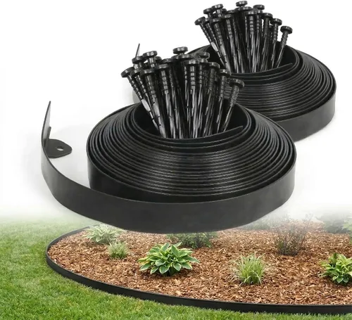 Vista 14 de Gardzen Kit de Bordes para Paisajismo de 1.5" x 20', Borde de Jardín y Césped Sin Excavación con 24 Piezas de Estacas, Borde Flexible para Cama