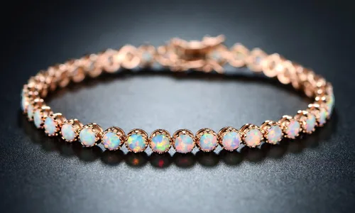 Vista 2 de Barzel Pulsera de ópalo creada con corona chapada en oro de 18 quilates para tenis Oro rosa