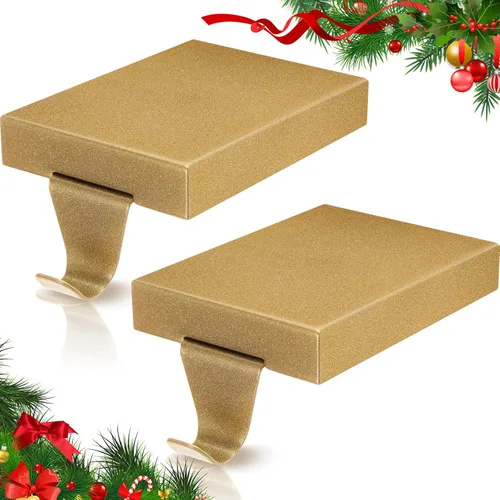 Vista 10 de Soportes de calcetines de Navidad de Zonon para repisa, ganchos de hierro resistentes para calcetines, mantel con almohadilla protectora
