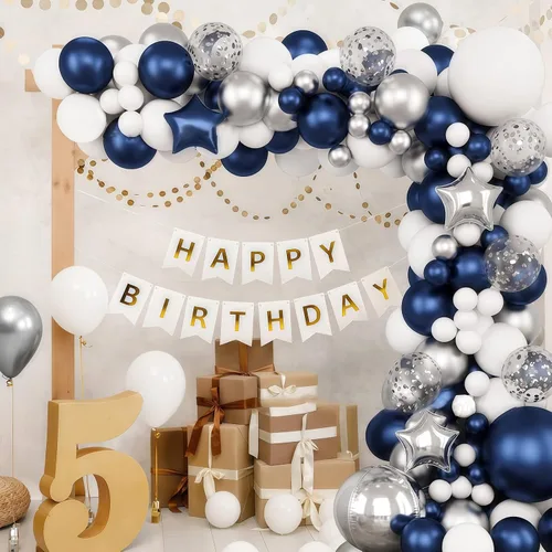 Vista 7 de Paquete de 100 globos de color azul marino de 12 pulgadas, cromados, redondos, helio, perla, azul oscuro, para decoración de bodas, cumpleaños