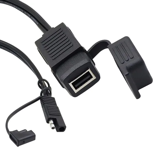Vista 2 de GELRHONR SAE - Cable de conexión rápida a USB para motocicleta, puerto USB de 5 V 2.1 A, enchufe de alimentación con cubierta impermeable