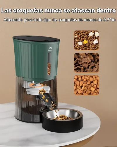 Vista 2 de Comedero automático para gatos, dispensador de alimentos secos de 4 litros para gatos y perros Programmable Portion Control, 6 Meals Daily, Dual