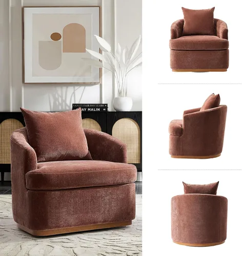 Vista 6 de HULALA HOME Silla giratoria moderna con base de madera maciza, óxido Herrumbre