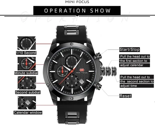 Vista 7 de KXAITO Relojes para hombre, reloj cronógrafo deportivo militar, resistente al agua, correa de cuero de silicona luminosa, relojes casuales