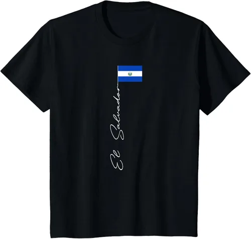 Vista 34 de Camiseta patriótica con bandera de El Salvador, Negro