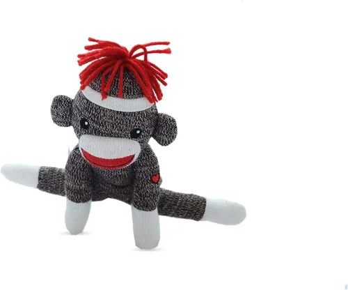 Vista 6 de Plushland Adorable mono calcetín de 8 pulgadas de alto, suave y realista, juguete de peluche de punto, para niños, bebés, adolescentes, niñas