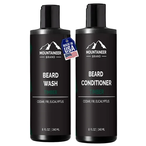 Vista 10 de Mountaineer Brand Lavado de barba para hombres Champú para barba 100% natural Espuma suavizante de limpieza gruesa para cabello y piel Hidrata