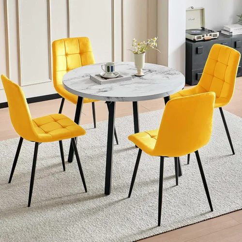 Vista 14 de Homedot Juego de mesa de comedor para 2, mesa de cocina de 3 piezas, juego de sillas de comedor redondas y negras para espacios pequeños, juego