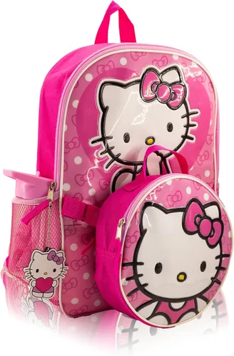 Vista 8 de Fast Forward Sanrio - Juego de mochila de Hello Kitty para niñas, mochila de viaje de 3 piezas con Hello Kitty, juego de accesorios de mochila