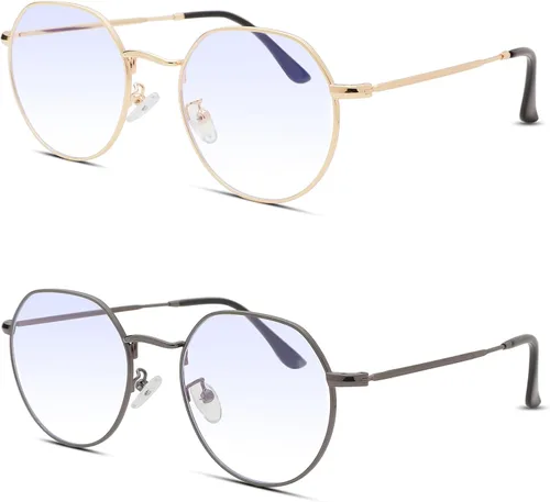 Vista 16 de Pro Acme Gafas redondas de moda Metal Clear Lens Frame Vintage Unisex Gafas 53MM