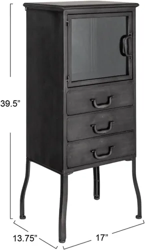 Vista 2 de Creative Co-Op Elegante gabinete de almacenamiento de metal con 3 cajones, negro