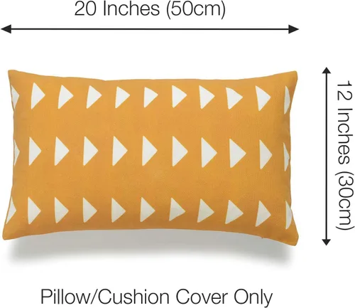 Vista 3 de Hofdeco Funda de almohada lumbar africana solamente, triángulo amarillo mostaza, 12 x 20 pulgadas