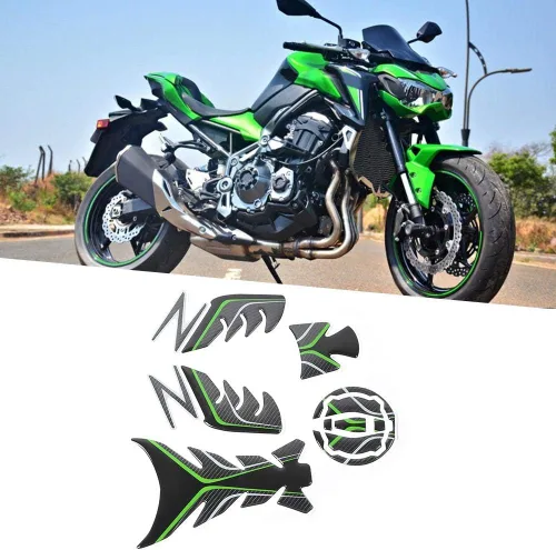 Vista 3 de Calcomanía con diseño de hueso de pescado 3D, protector compatible con cubierta de aceite de motocicleta Z900