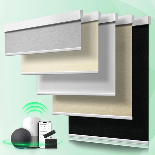 Vista 12 de Persianas motorizadas inteligentes con control remoto, persianas inteligentes opacas, persianas inteligentes personalizadas con cenefa, persianas