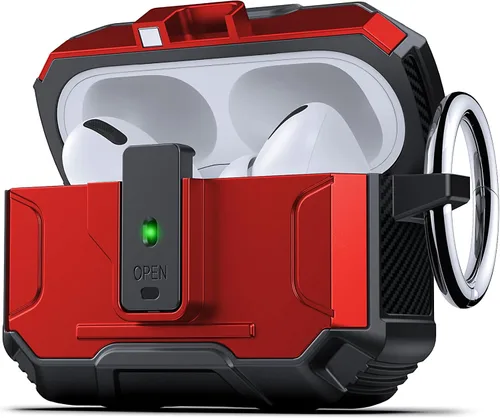 Vista 13 de DASFOND - Funda de armadura para AirPods de 2ª y 1ª generación, carcasa de cuerpo completo de grado militar a prueba de golpes, soporte de carga